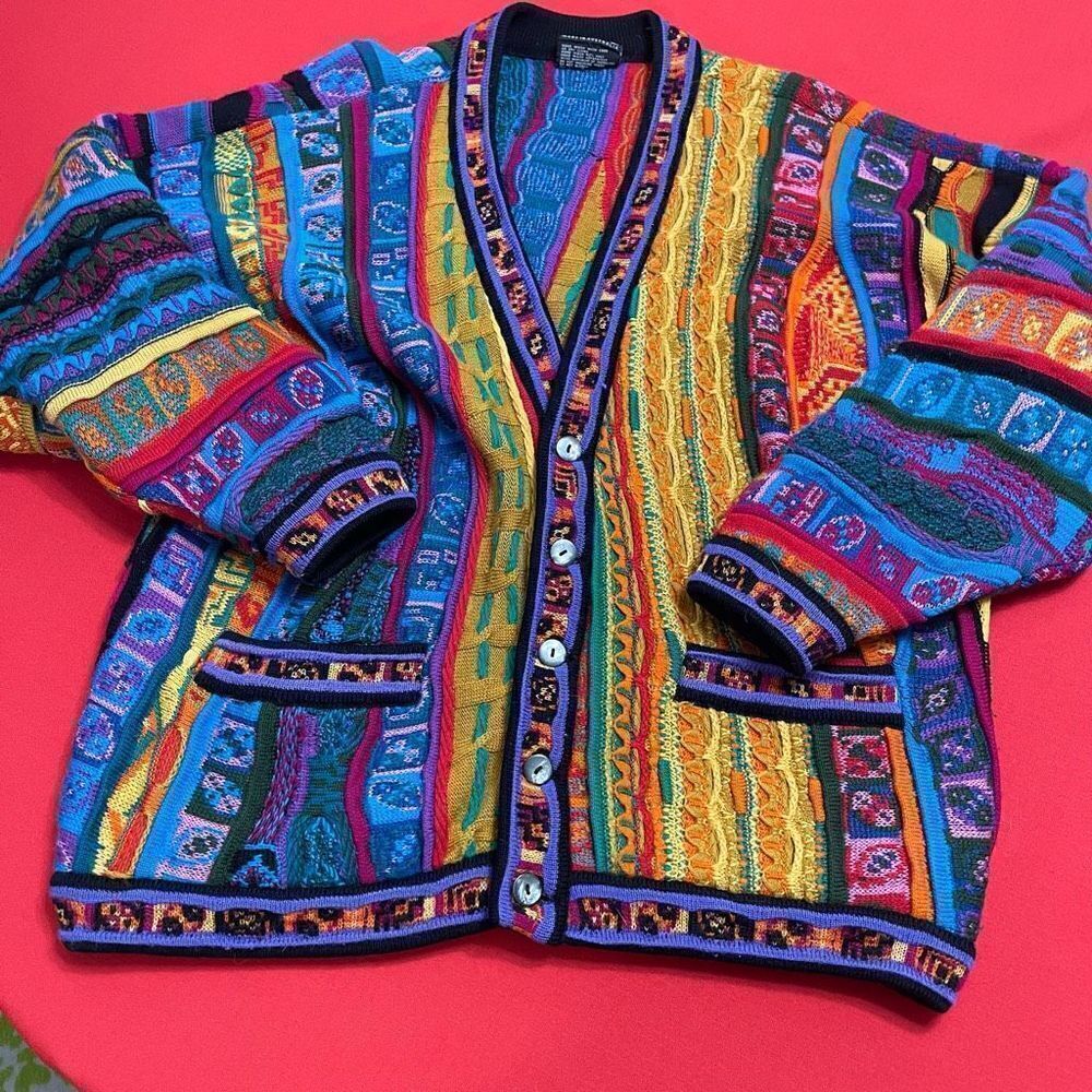 Vintage COOGI Wool Knitted Cosby Cardigan Sweater Size S Made In Australia RARE